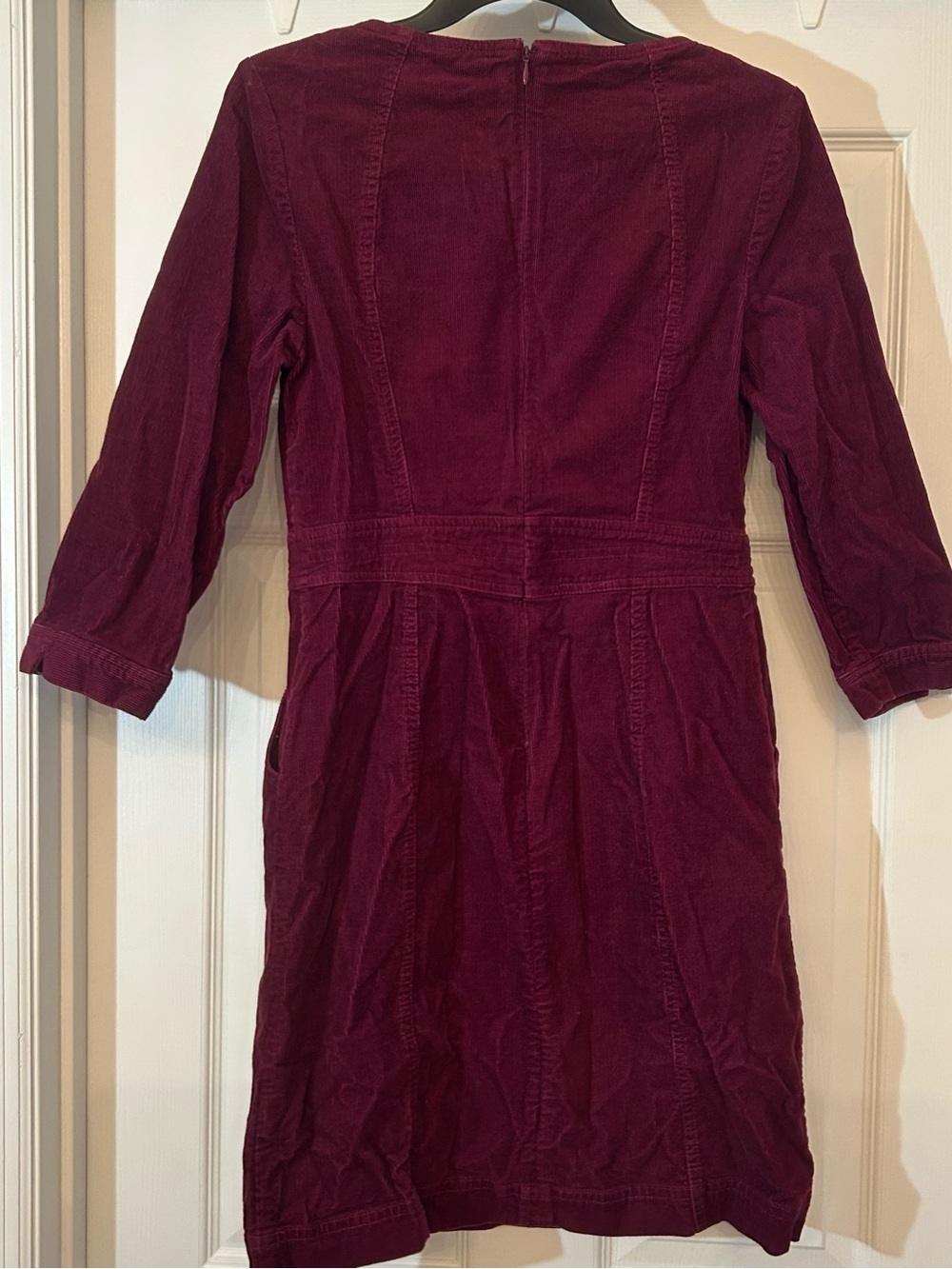 Boden Corduroy 3/4 Sleeve Dress - Cranberry 6R - Picture 8 of 8